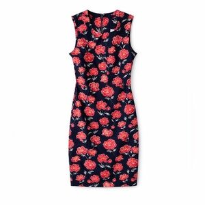 Banana Republic Navy Floral Sheath Dress - Red Floral Print Size 00P